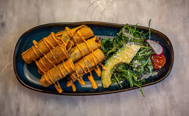 Chicken Tinga Flautas.