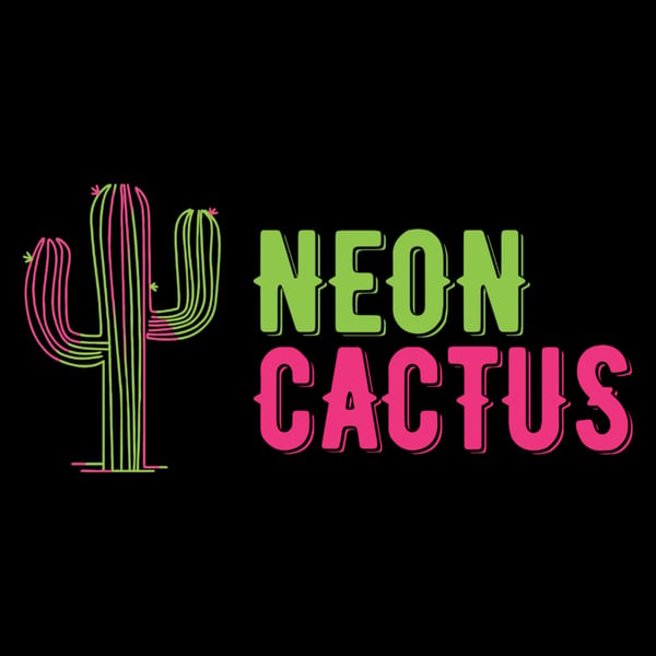 Neon Cactus restaurant logo with a green and pink outlined cactus next to "NEON CACTUS" text.