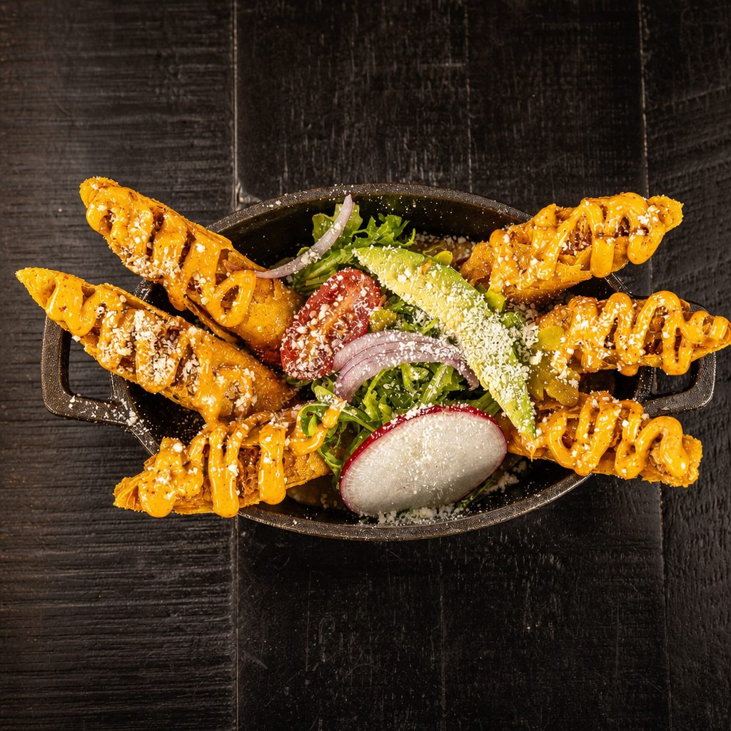 Chicken Tinga Flautas.