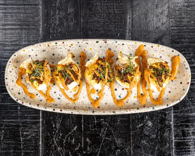 Beef Birria Deviled Eggs